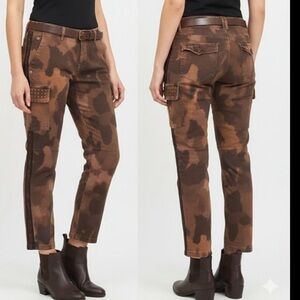 Animal Leopard Print Tan Brown Jeans with Beaded Side pockets